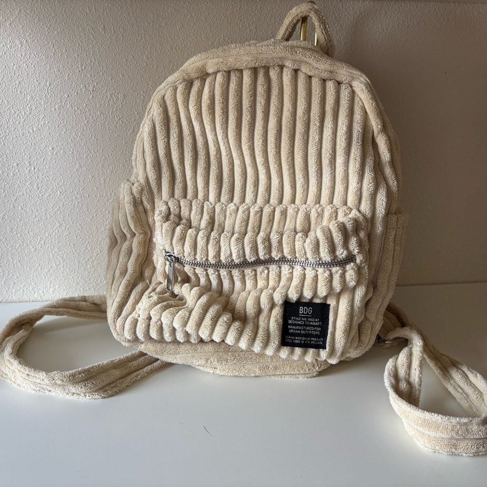 Beige/Cream Corduroy Backpack